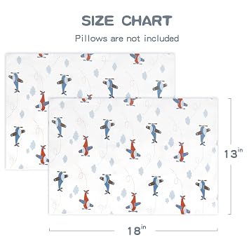 Zenssia Organic Cotton Toddler Pillowcases Pack of 2, 13x18 Inches Travel Pillowcase with Envelope Closure, Soft & Breathable Baby Pillow Case Cover, Airplane