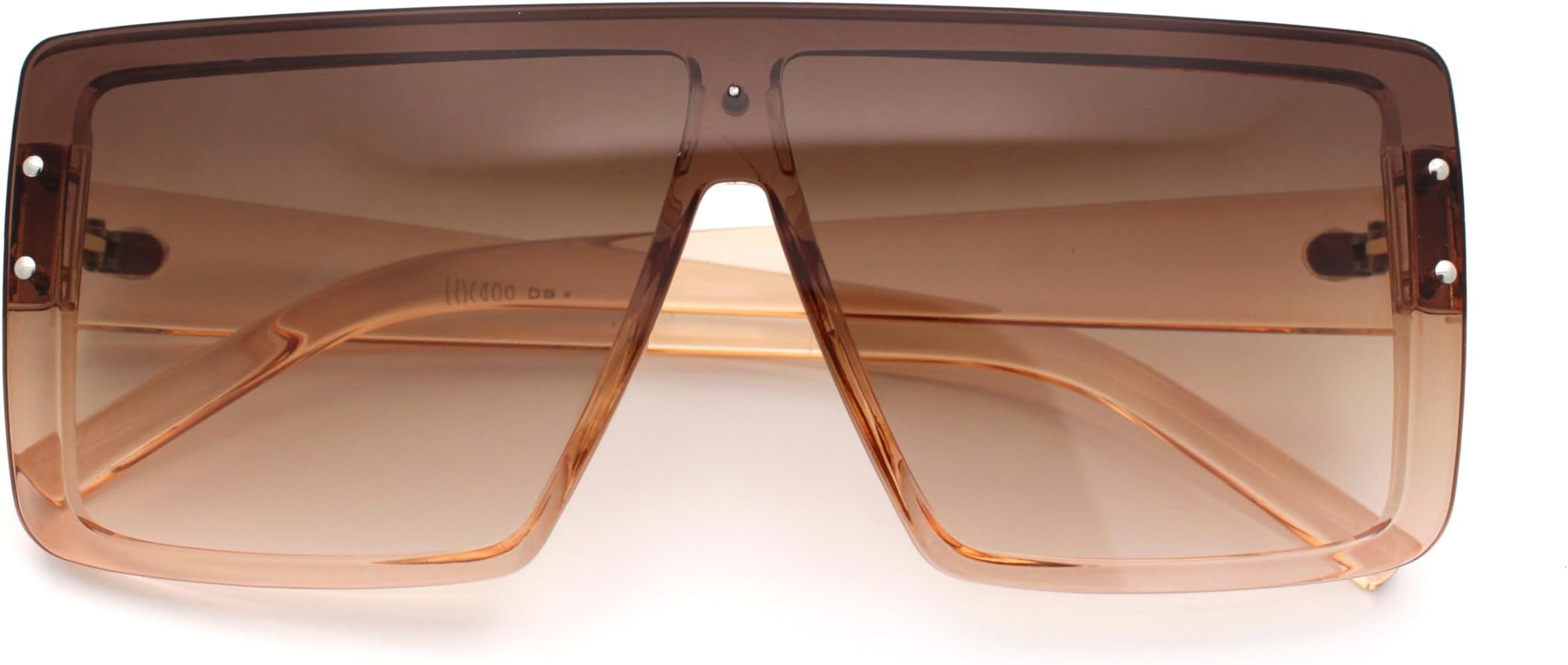 Rimless Oversized Monoblock Shield Rectangle Mobster Plastic Sunglasses