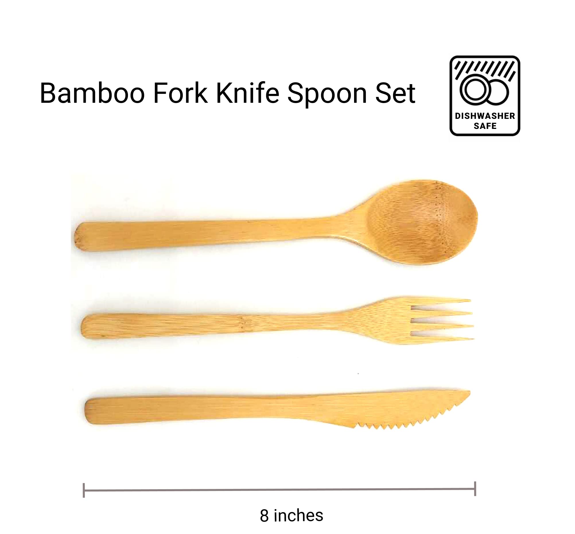 JapanBargain 3785x10, Bamboo Fork Knife Spoon Cutlery Utensils Flatware Set 3pc Reusable Dishwasher Safe, Set of 10