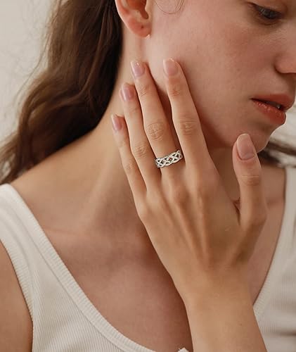 Vista 3 de YL Anillo de nudo trenzado para mujer, plata de ley 925, chapado en oro blanco de 18 quilates, circonita cúbica, infinito