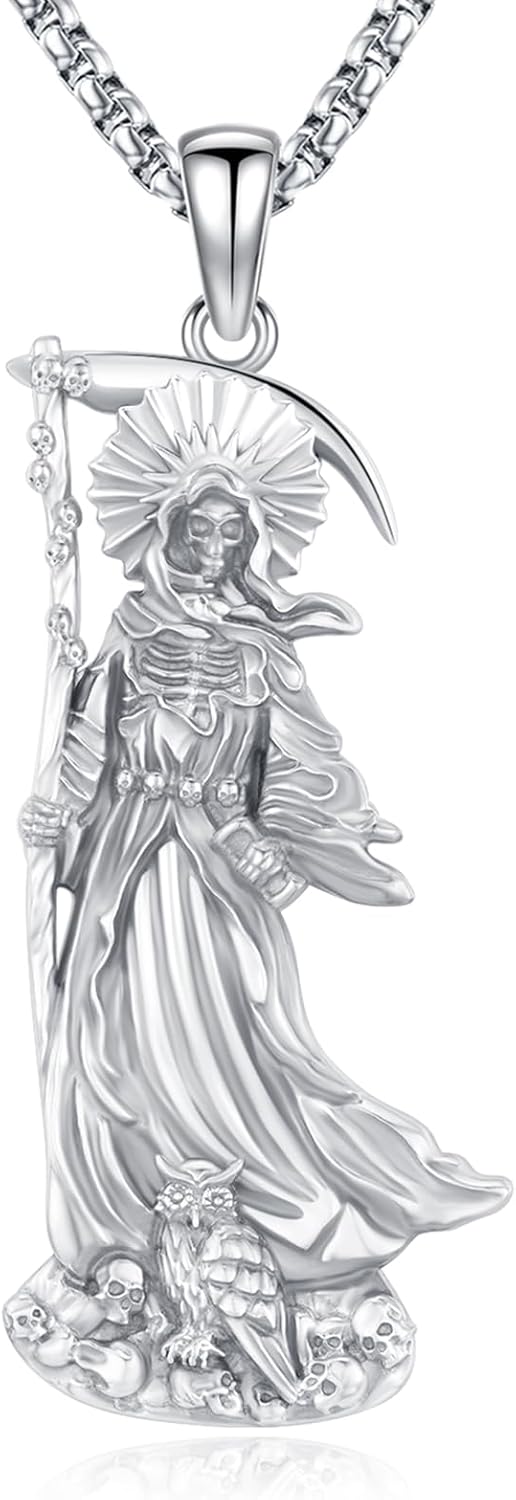 LOOVE Pentagram/Sun Moon/Celtic Witches Knot/Santa Muerte/Triple Moon Goddess/Hecate Necklace Sterling Silver Magic Wiccan Pagan Amulet Jewelry for Women Men