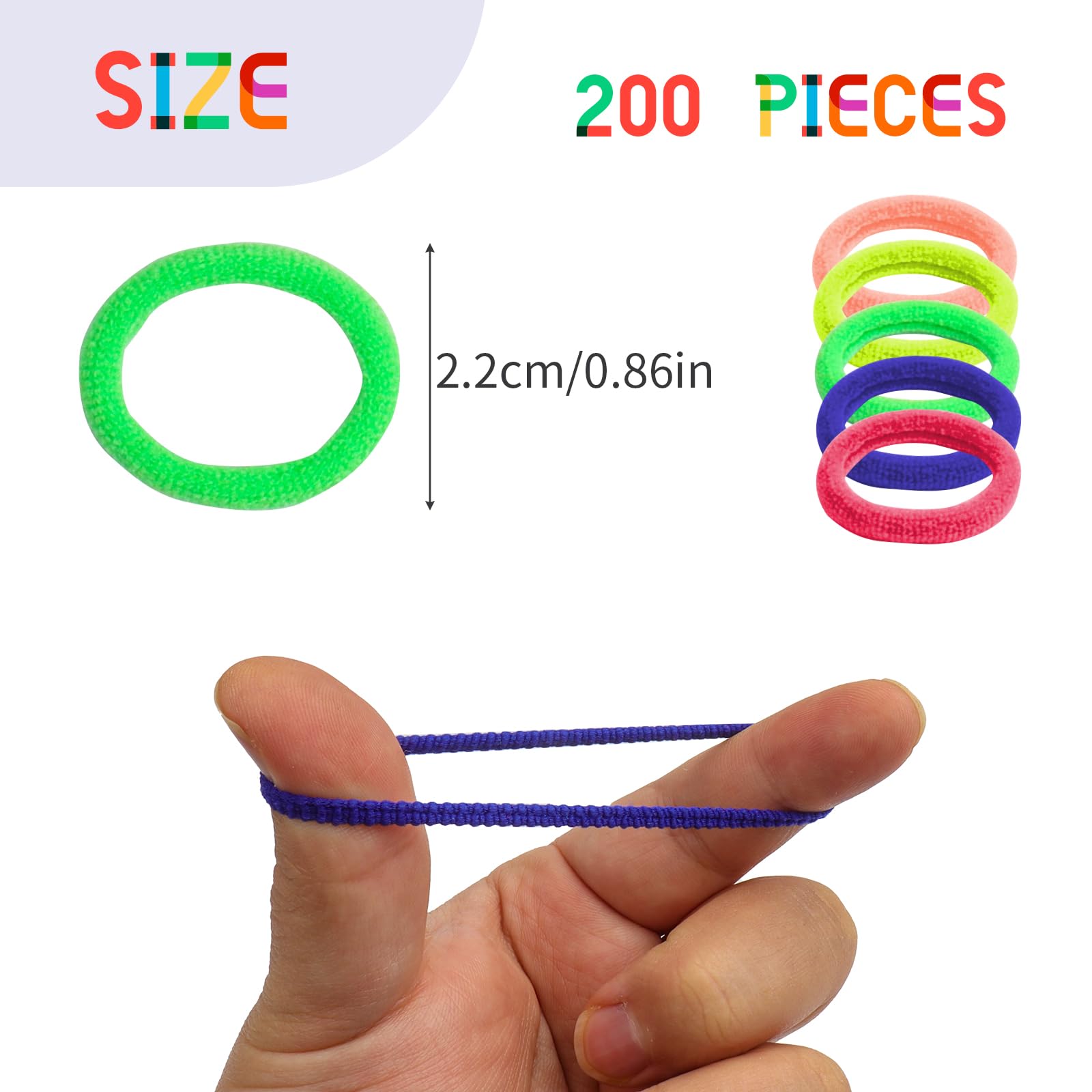 BEILUBANG 200PCS Cotton baby Hair Bands, Multi-colour baby Elastic Hair Bands, Colourful Bobble Hair Styles - Image 2