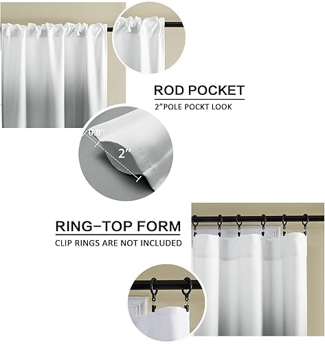 Miniatura 3 de XTMYI Cortinas de 36 pulgadas de longitud para ventana de cocina sobre el fregadero, juego de 2 paneles, impermeable, 80% opacas, bolsillo para