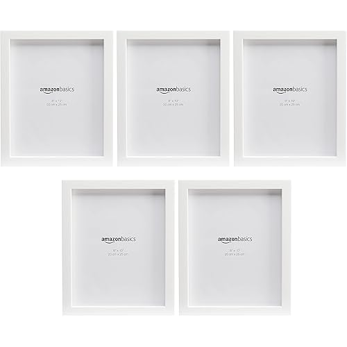 Amazon Basics Photo Picture Frame - 8" x 10", White - Pack of 5