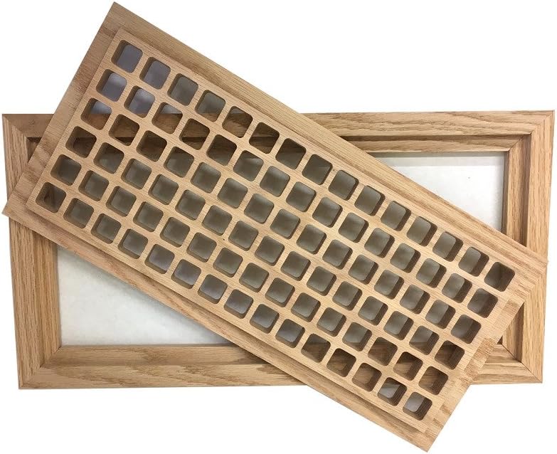 Red Oak Hardwood Floor Register, 6 x14 Inch by Cape Cod Air Grilles, Flush Mount with Frame, Eggcrate Style, Unfinished, Premium Wood Vent Cover