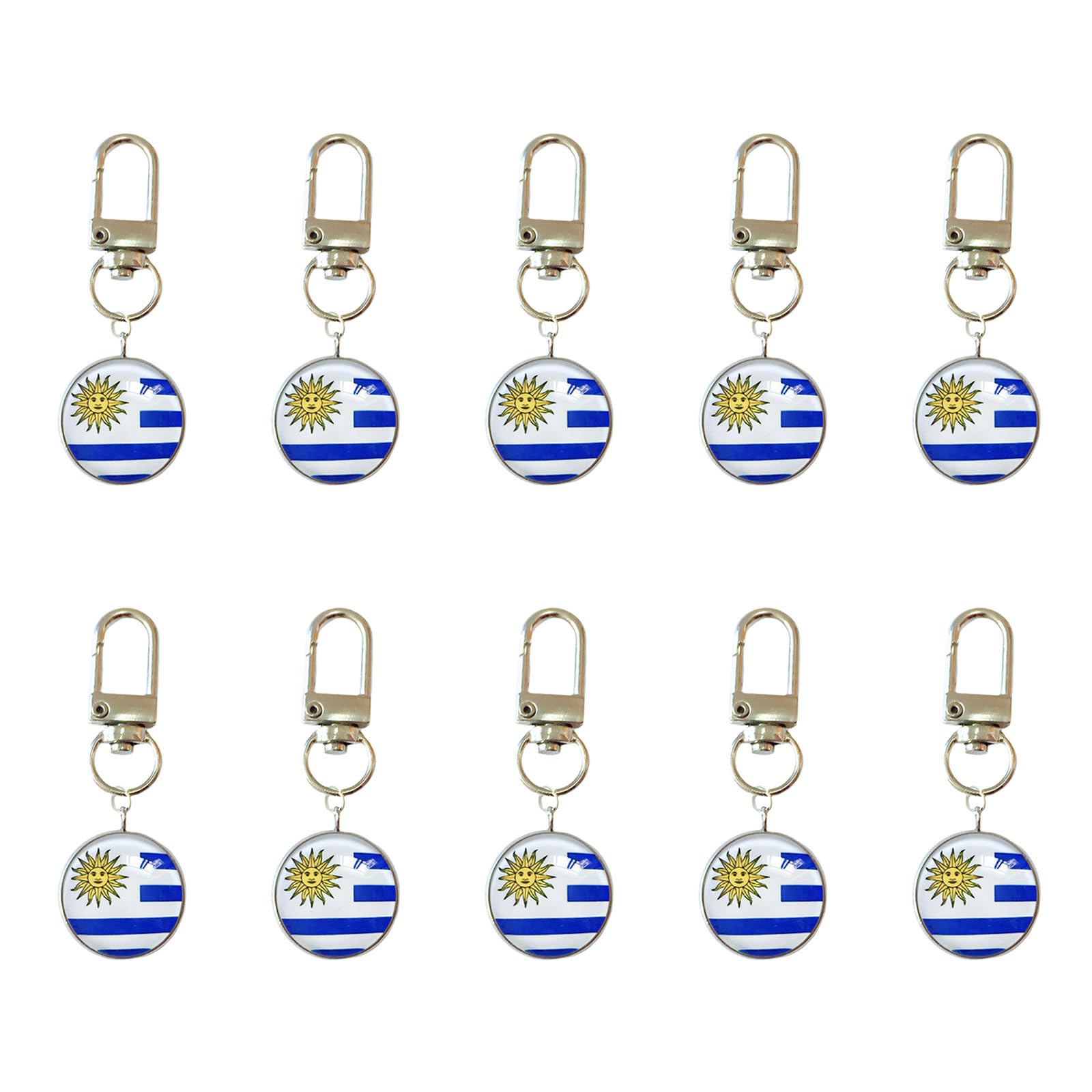 Sbshiouu 10 Piece Soccer Event Theme Keychains Strong Alloy Hook and Glass Organiser Pendant Ornament Tournament Reminder