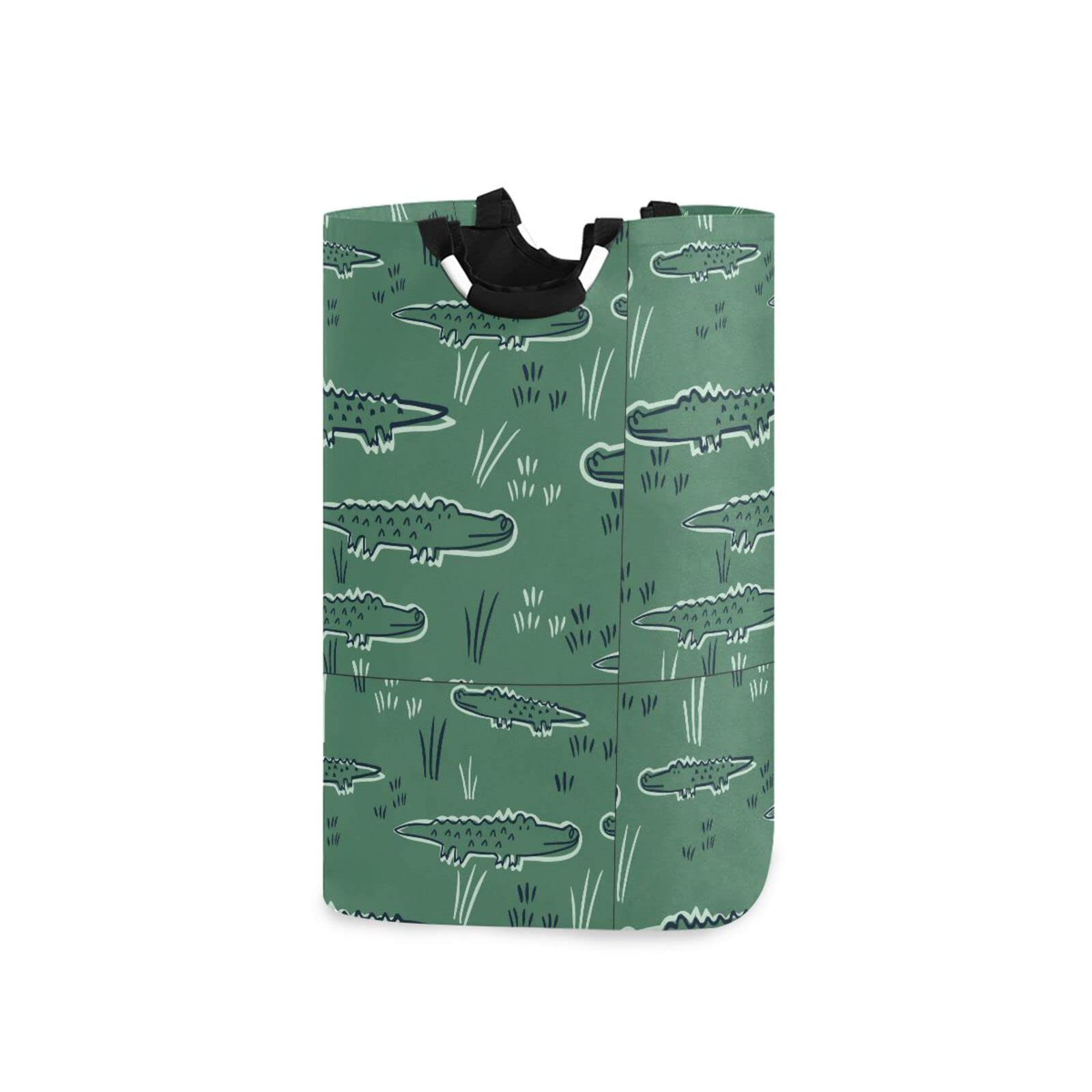 Alligator Crocodile Green Storage Basket Laundry Hamper Collapsible Extra Large Cloth Nursery Storage Bin for Kids Home Bathroom Dorm Organizing Deco