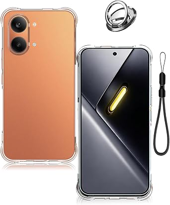 Case Compatible with Xiaomi Poco X8 Pro Max, Shockproof Transparent TPU Cover with Lanyard & Magnetic Clip, Anti-Drop Protective Bumper, Slim Fit Flexible Clear
