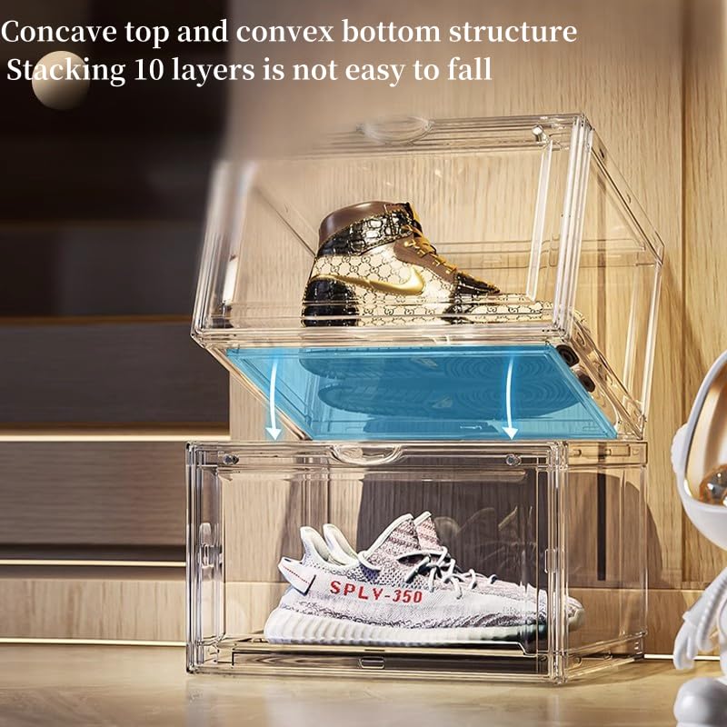 Image of Story@Home Stackable Sneaker Box Transparent - Pack of 1 | Clear White Shoe Storage Box for Sneakers Fits Upto Size 13 | Dustproof Sneaker Display Case Organizer | DIY Space-Saving Shoe Organizer