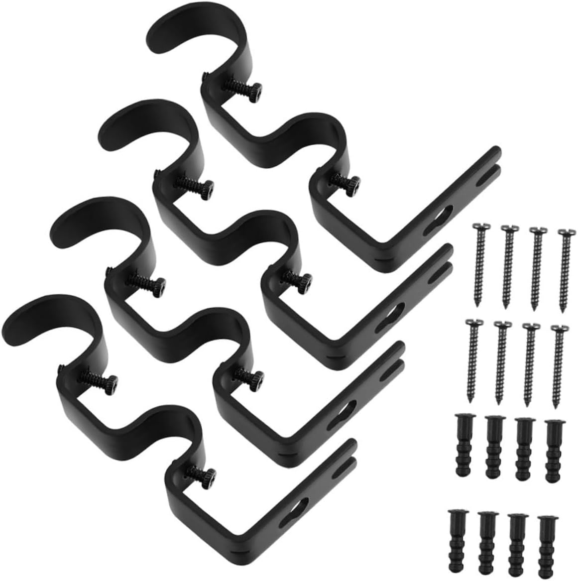 Levemolo 4pcs Adjustable Curtain Rod Bracket Holder for Telescopic Rods Heavy Duty Support for Stylish Stable Design Compatible Curtain Styles
