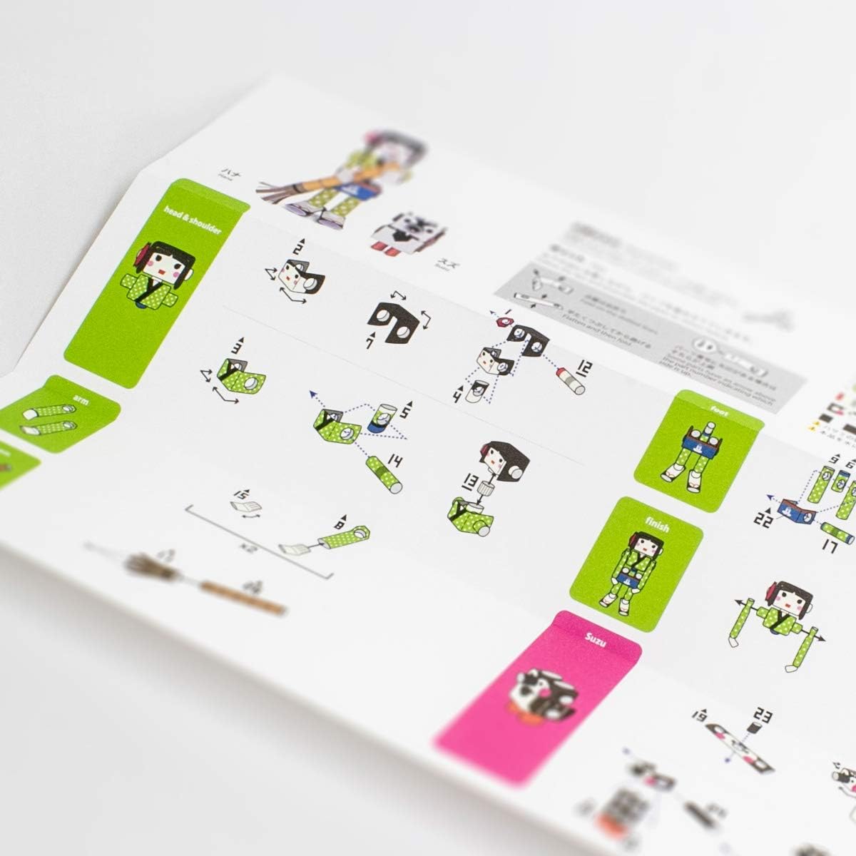 PIPEROID Hana & Suzu Waitress & Pet Sparrow - Japanese 3D Paper Puzzle DIY Robot kit for Kids and Origami Kit for Adults