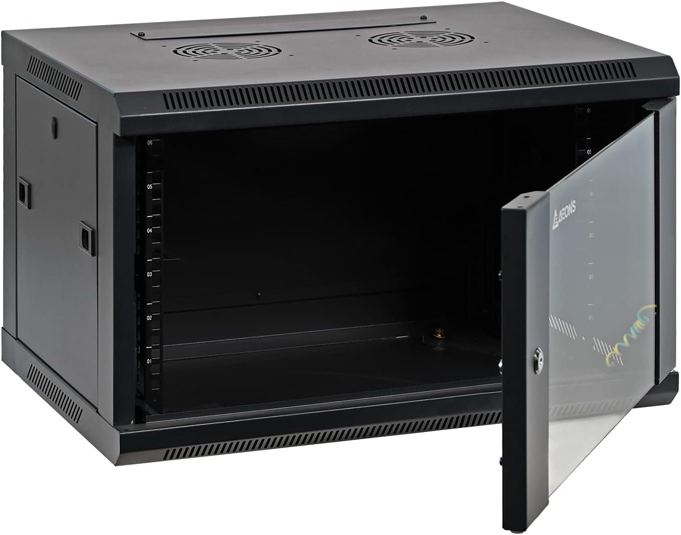 AEONS 6U Professional Wall Mount Network Server Cabinet Enclosure 19-Inch Server Network Rack with Glass Door 16-Inches Deep Black (Fully Assembled