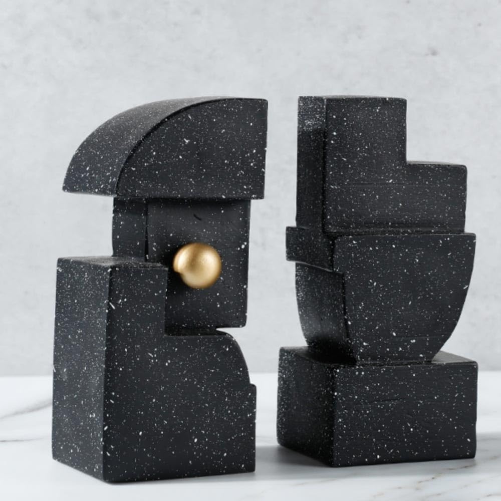 Book Ends Resin Bookends - Heavy Duty Book Ends Decor for Living Room, Bedroom, Office Book Ends for Shelves(White)