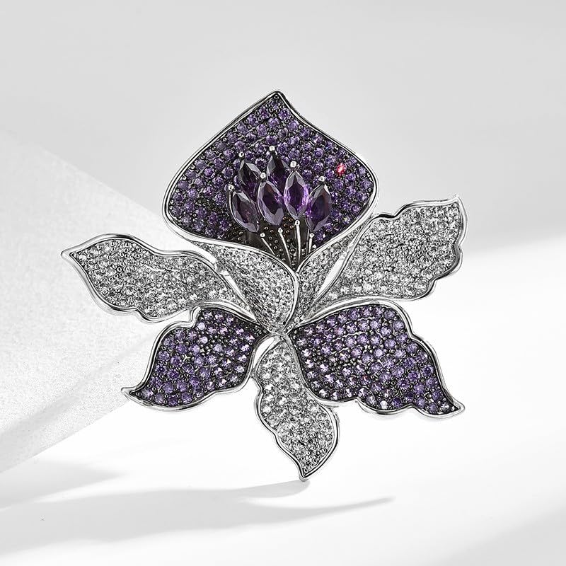 Image of Flower Brooch Pin - Rhinestone Flower Pin 18k Gold Plated - Thanksgiving Day, Birthday, Wedding Gifts for Mom, Wife