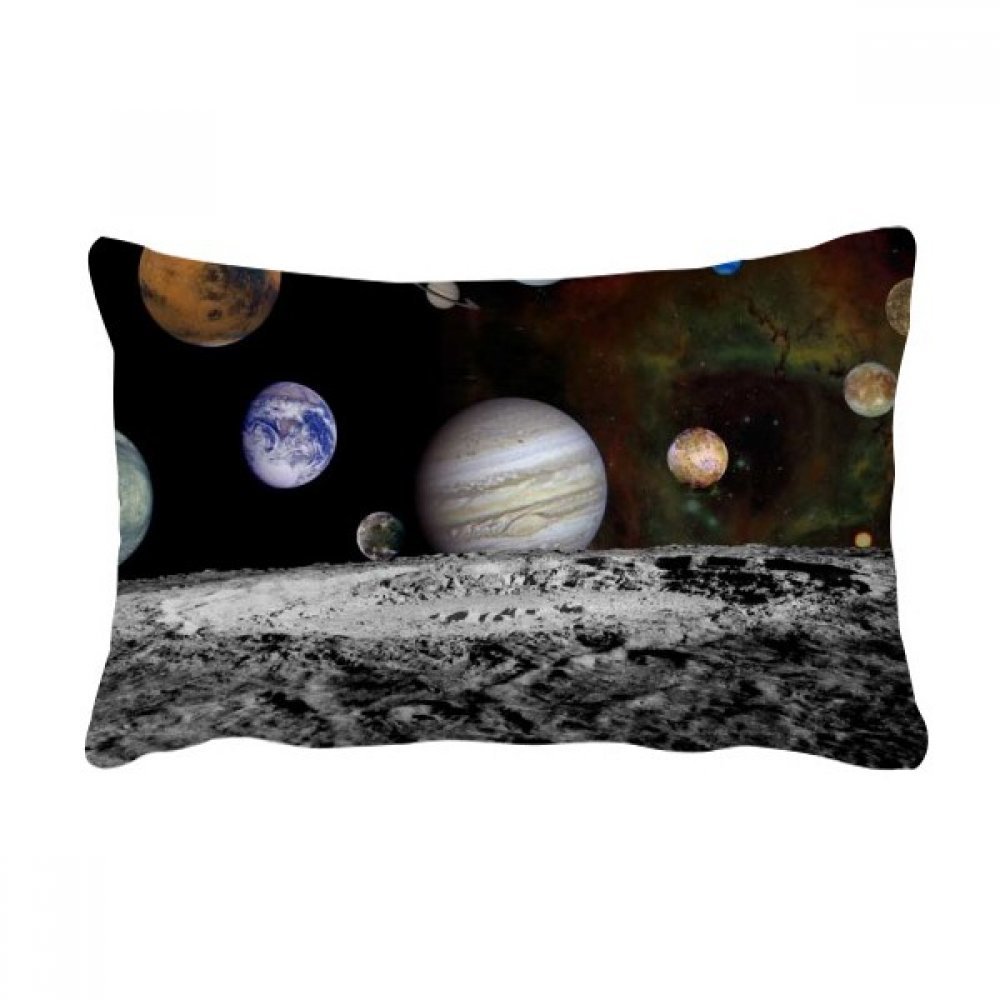 Oreiller lombaire planètes noir univers coussin décoratif canapé 16x24 pouces