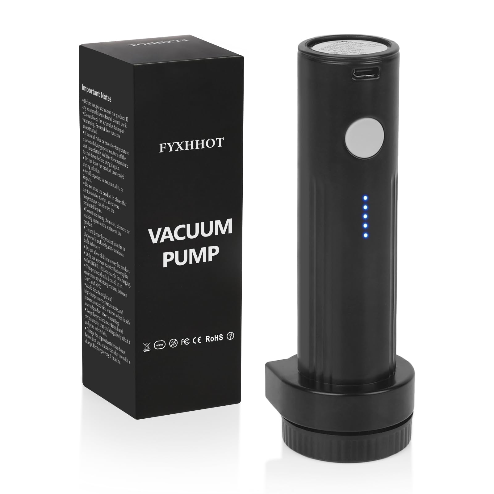 Cordless Electric Vacuum Pump for Vacuum Storage Bags Travel, Travel Air Pump, Portable USB Rechargeable Seal & Compression Bag Pump Space Saver for Clothes, Blankets & Bedding (Without Storage Bags)