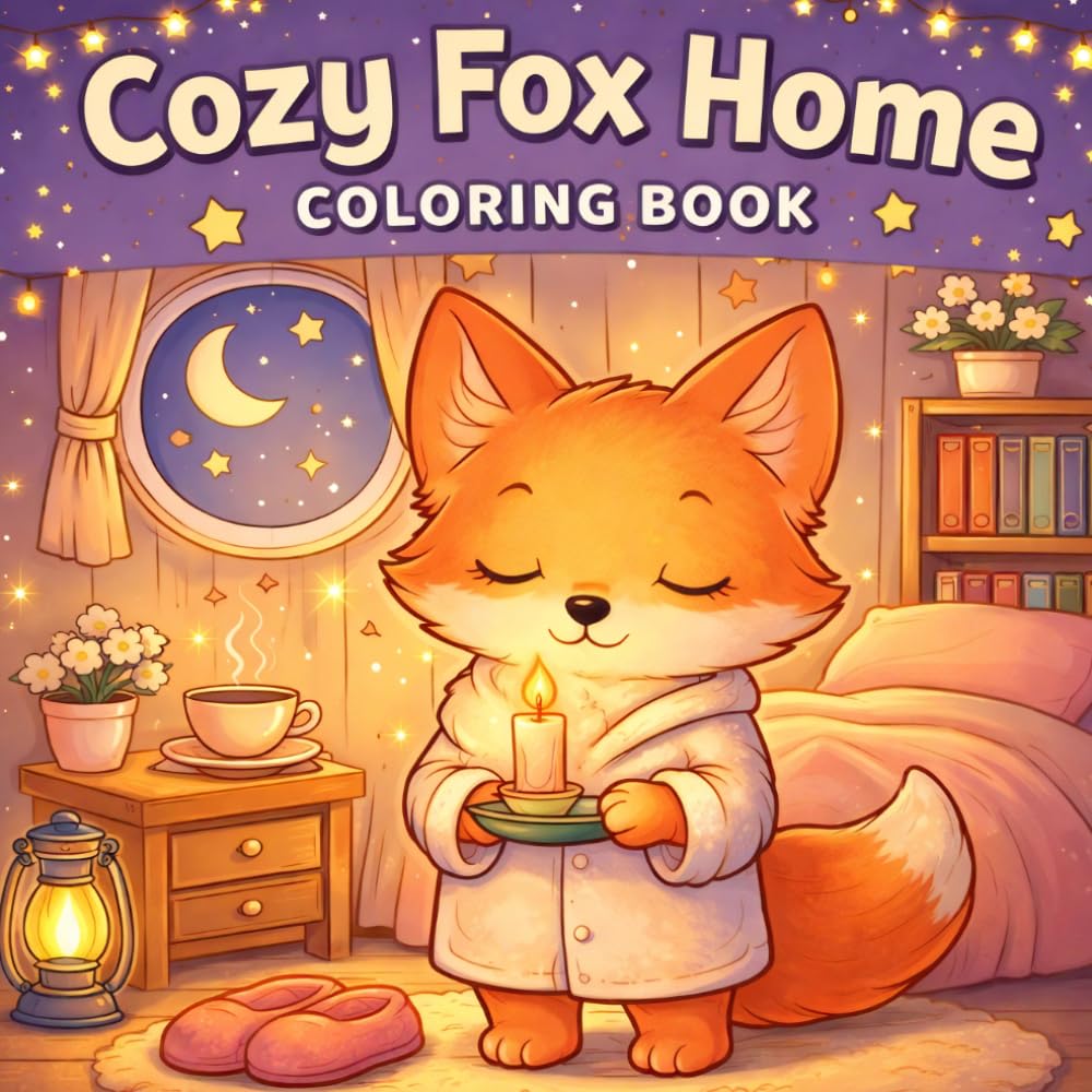 Cozy Fox Home Coloring Book: Cute & Relaxing Coloring Pages for Stress Relief