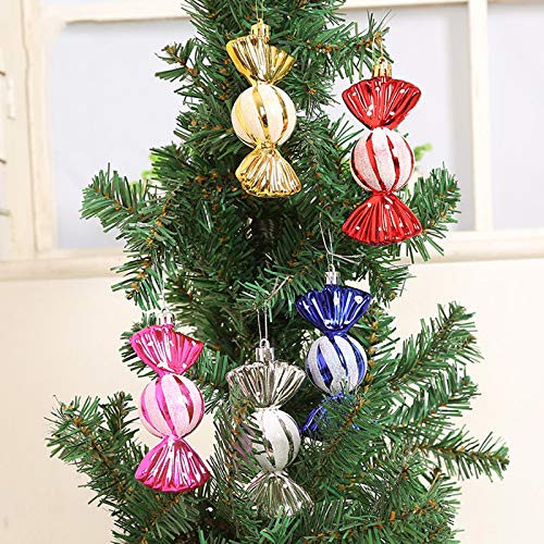 Christmas Tree Candy Decor Pendant, Xmas Window Wall Creative Ornaments,Wedding Holiday Hanging Decoration,Plastic Painted Candy Pendant New Year Candy Decoration,5Pcs #TOP3