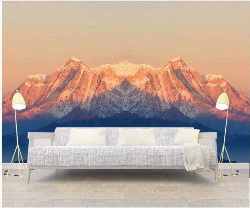 Foto personalizzata murale 3D Wallpaper Sunny Orange Mountain Peak Paesaggio Home Decor Soggiorno Wallpaper per pareti 400 cm (L) × 280 cm (H)