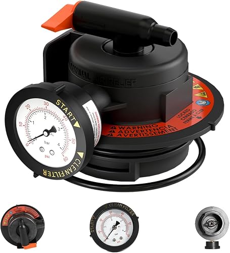 Replacement DEX2420MAR2 Manual Air Relief Valve Assembly with Pressure Gauge and O-Rings - Compatible with Hayward Pro Grid DE Filters, SwimClear Cartridge Filters - 1 Year Warranty