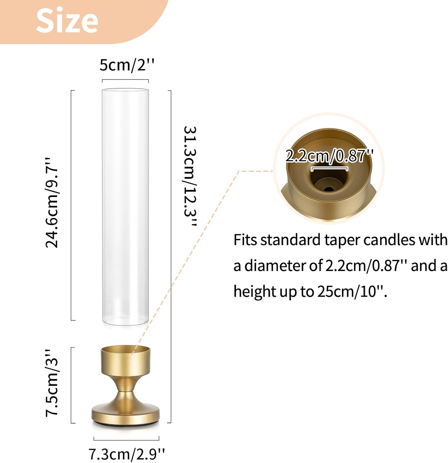 NUPTIO Hurricane Glass Candle Holder: Set of 10 Metal Taper Candle Holders with Sleeves - Gold Candlestick Holders Bulk for Outdoor Party Wedding Table Centerpiece Decoration - Image 6