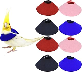 POPETPOP 8 Pcs Bird Cone Collar, Parrot Anti-Bite Elizabethan Collars, Bird Recovery Cone, Neck Rings Wound Protector for Budgerigar Lovebird Agapornis Cockatiel Cockatoo
