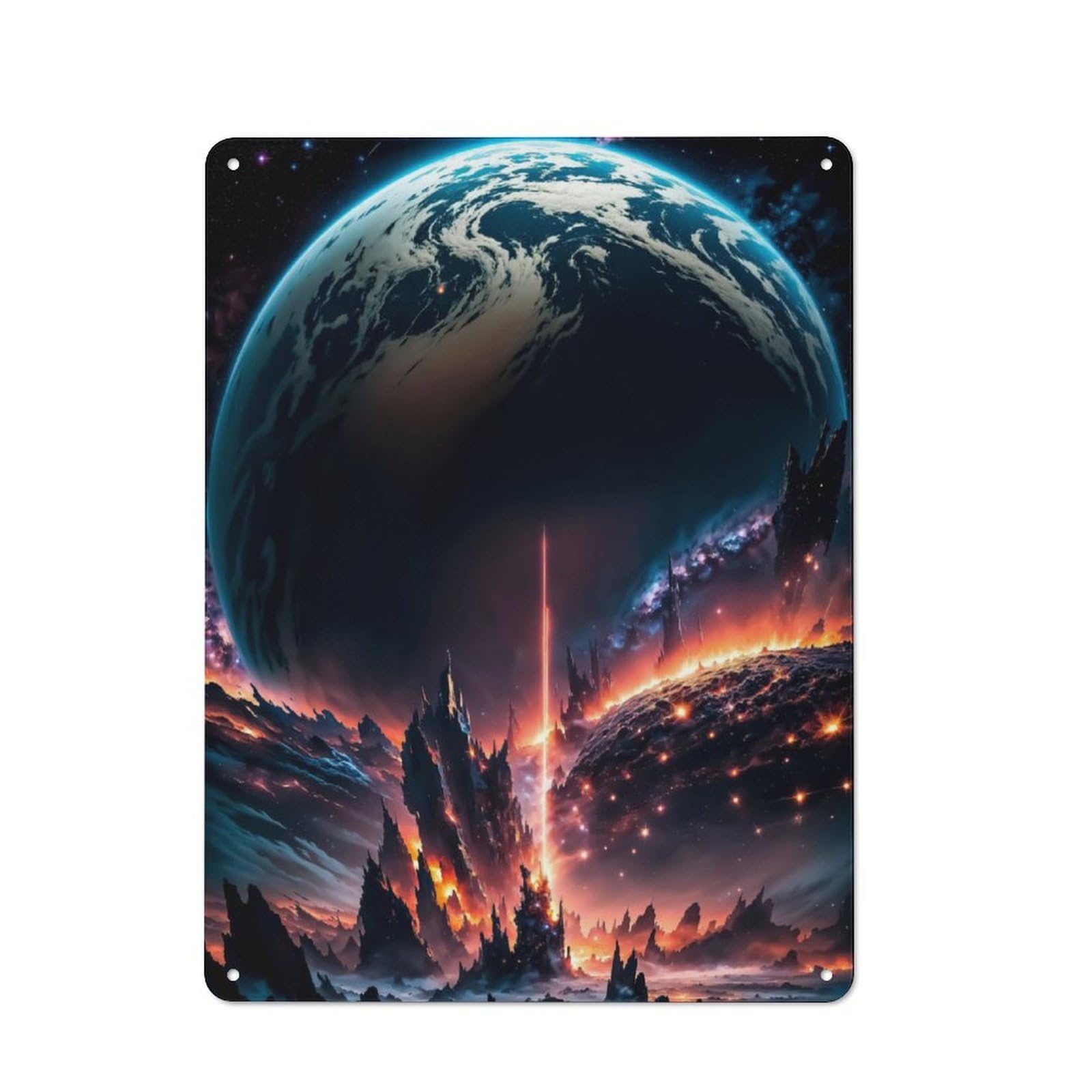 Junmoney Volcan Earth Retro Tin Wall Plaque 40X30cm For Studio Or Craft Room, Winter Wall Decor For Creative-Space Collectors