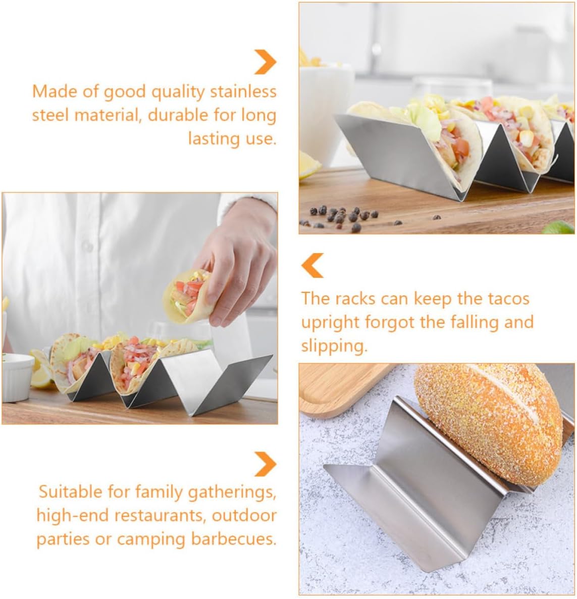 2pcs Stainless Steel Taco Rack Stand Keeps Tacos Upright, Silver