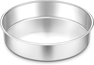 Homikit Moule à gâteau, rond, 24 cm, en acier inoxydable, grand moule à gâteau, moule à gâteau, moule à gâteau, moule à brownies, tartes, poli brillant, facile à nettoyer et passe au lave-vaisselle