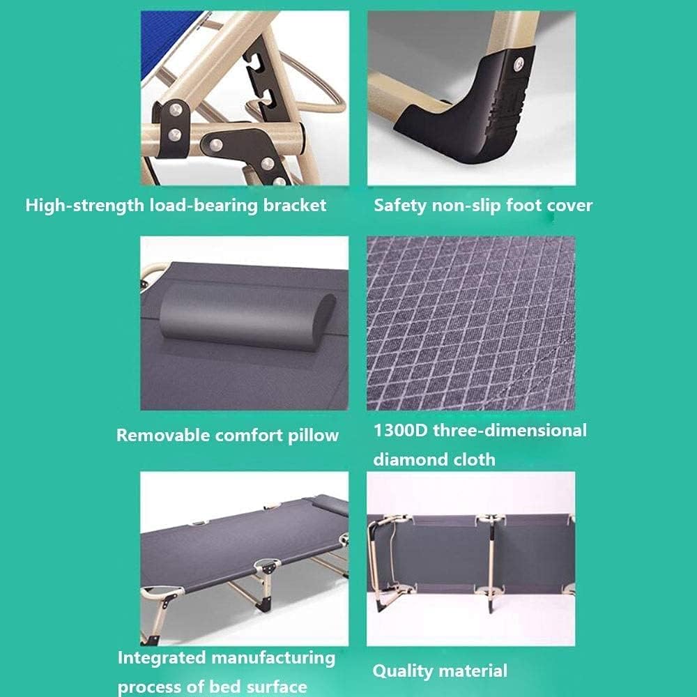 Campung Chair Patio Lounge Chairs Cot Bed Lounge Chair for Outside Reclining Folding Chaise Lounge Chair for Outdoor Lay Flat -Fold Portable Lightweight Heavy-Duty Chair with Pillow for Adul (Grey W