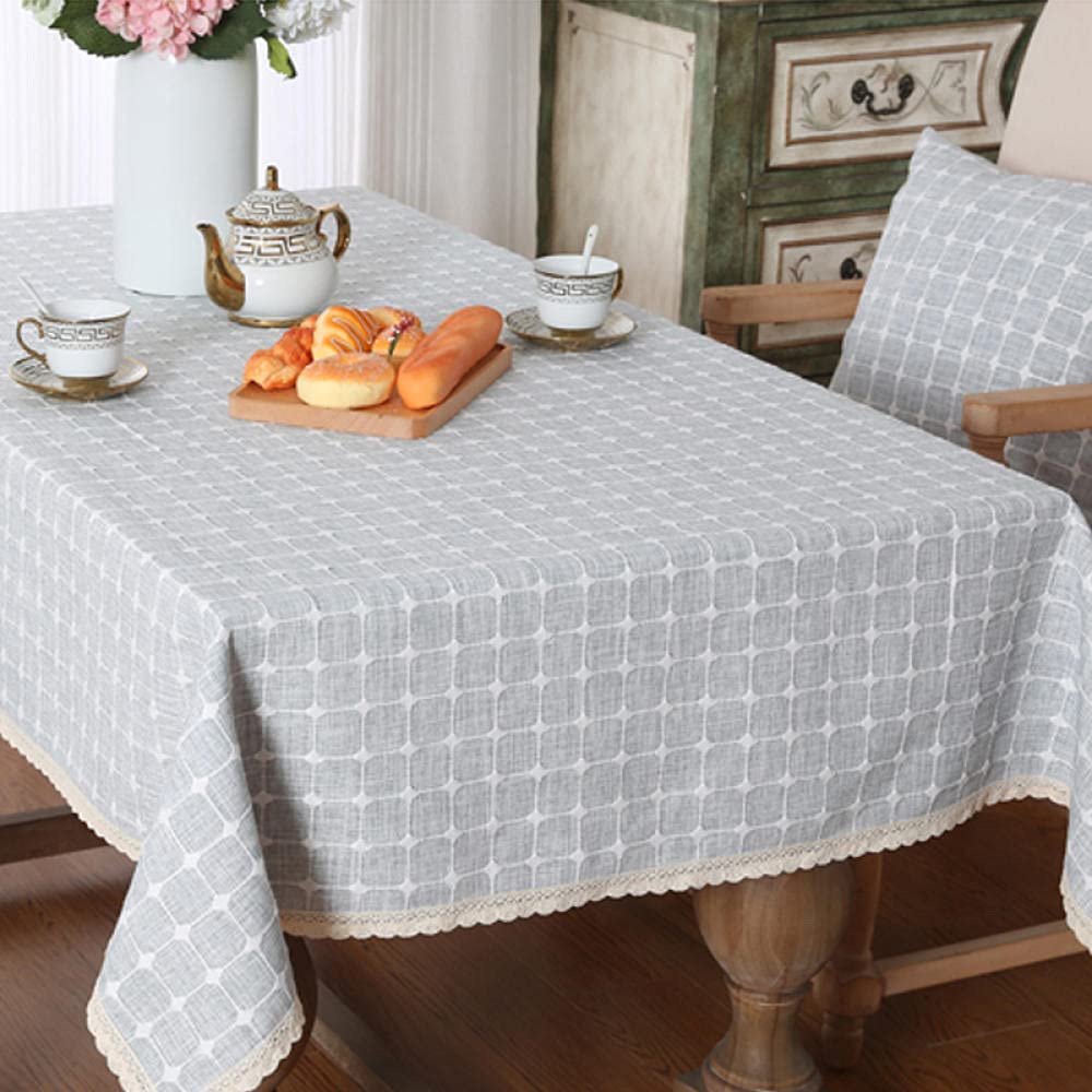 Mantel de Mesa Rectangular de Tela Manteles Algodón y Lino Transpirable Lavables Antimanchas para Decoración de La Mesa de Comedor Beige C 60 × 120cm