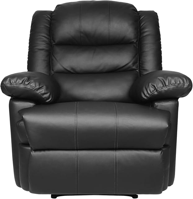 Innotic Recliner Chair Armchair Reclining chairs PU Leather Sofa armchairs lounge living room Manual Adjustable Footrest (Black), XL (2283010-13)