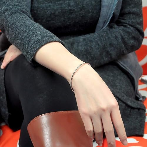 Miniatura 5 de Dankadi Pulsera bohemia de plata de ley 925 minimalista brillante 369 combinada, 2.362-2.559 in, pulsera de plata original, regalo de fiesta