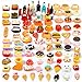 PIQIUQIU 50 pezzi in miniatura di cibo, bevande in resina mista, per la cucina delle bambole Pretend Play Mini Set di alimenti per adulti, adolescenti, casa delle bambole (stile casuale)
