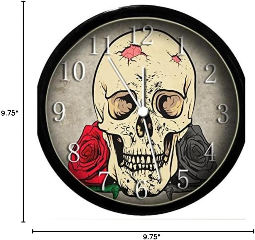 Glow in The Dark Wall Clock - Skull & Roses