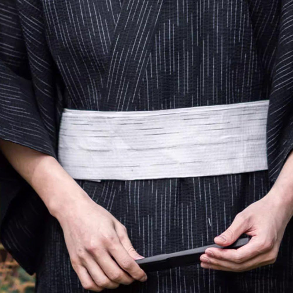 Kimono Japonés Tradicional Yukata para Hombre, Larga Yukata, De Baño Suelta con Cinturón para Sauna En Casa, Cosplay