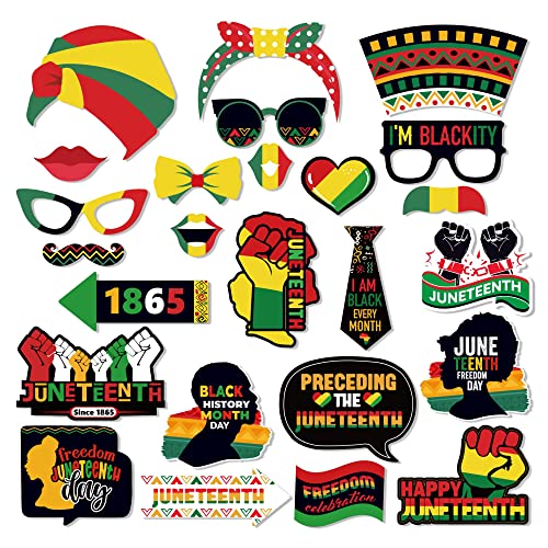 Black History Month Party Props for Photo Booth Juneteenth Decoration Happy Juneteenth June 19th Independence Day Freedom Day Decor African Afro American Festival Celebration Supplies-25 Count