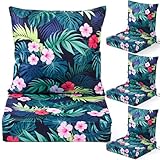 Hoteam 4 Set Outdoor Chair Patio Cushions 20 x 20 Inch Deep Seat Waterproof Chair Cushions for Patio Furniture Set Replacement Removable Seat and Back (20 x 20 Inch,Tropical)