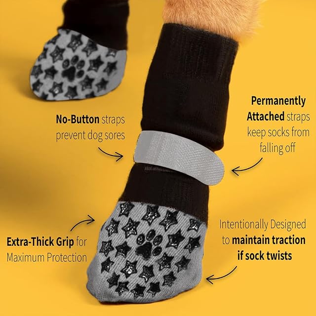 Foto 3 de 7 de TTPSRY Calcetines Perro Calcetines para Perros Velcro Ajustable Calcetines Antideslizantes Perro Adecuado…