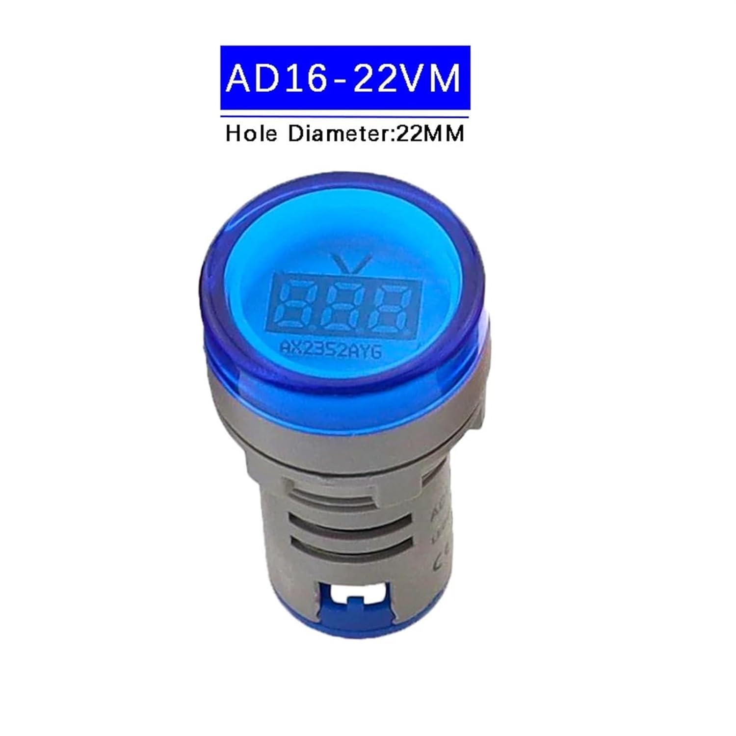 22mm AD16-22DSV Round Digital Voltmeter AC 60-500V Mini Voltage Meter LED Digital Display Voltmeter Indicator Light Pilot Lamp(Blue)