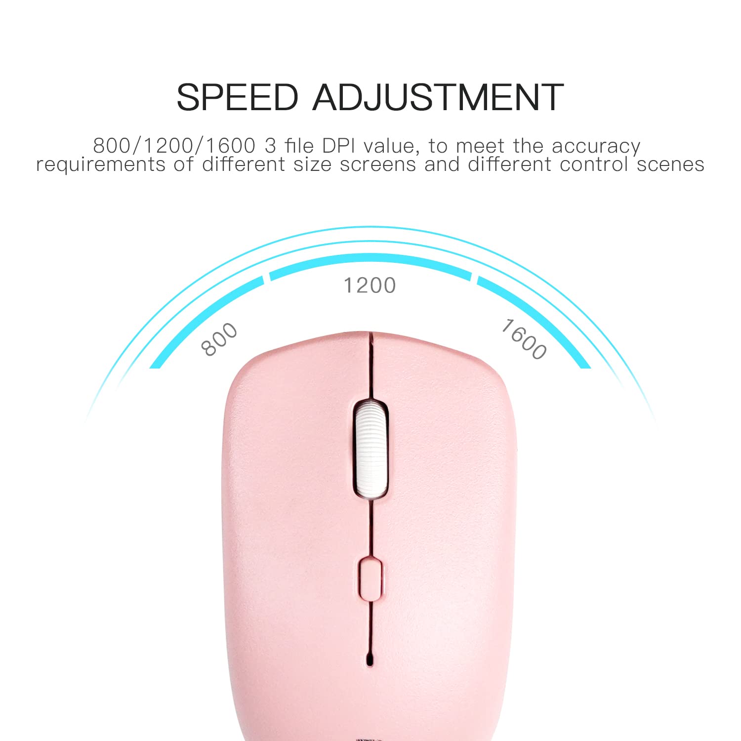 RECCAZR Wireless Keyboard and Mouse Combo, Quiet Full-Sized Wireless Keyboard and Adjustable Mouse, 2.4GHz USB Receiver, Ergonomic Wireless Keyboard and Mouse for PC, Windows, Desktop, Laptop(Pink)