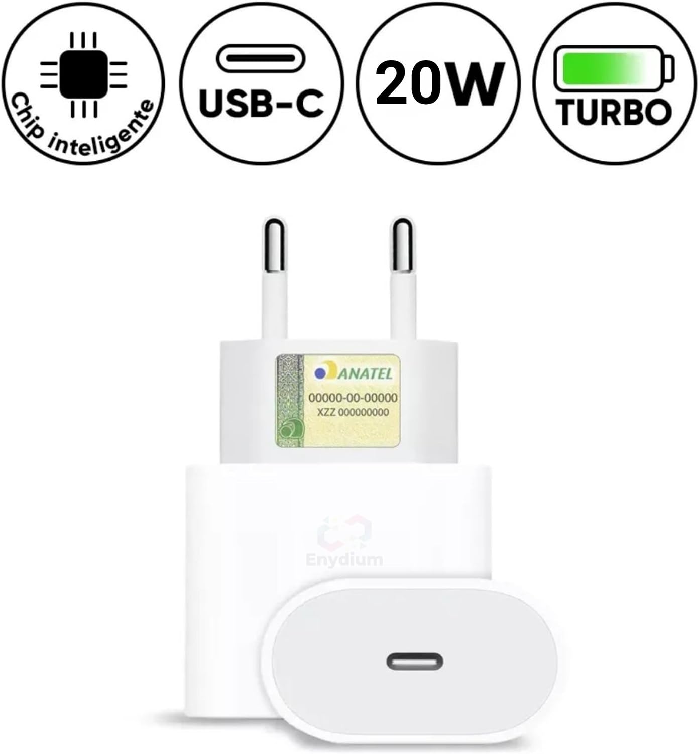 Fonte Carregador Turbo 25W USB-C Tipo C Rápido e Eficiente Carregador Fonte Homologada
