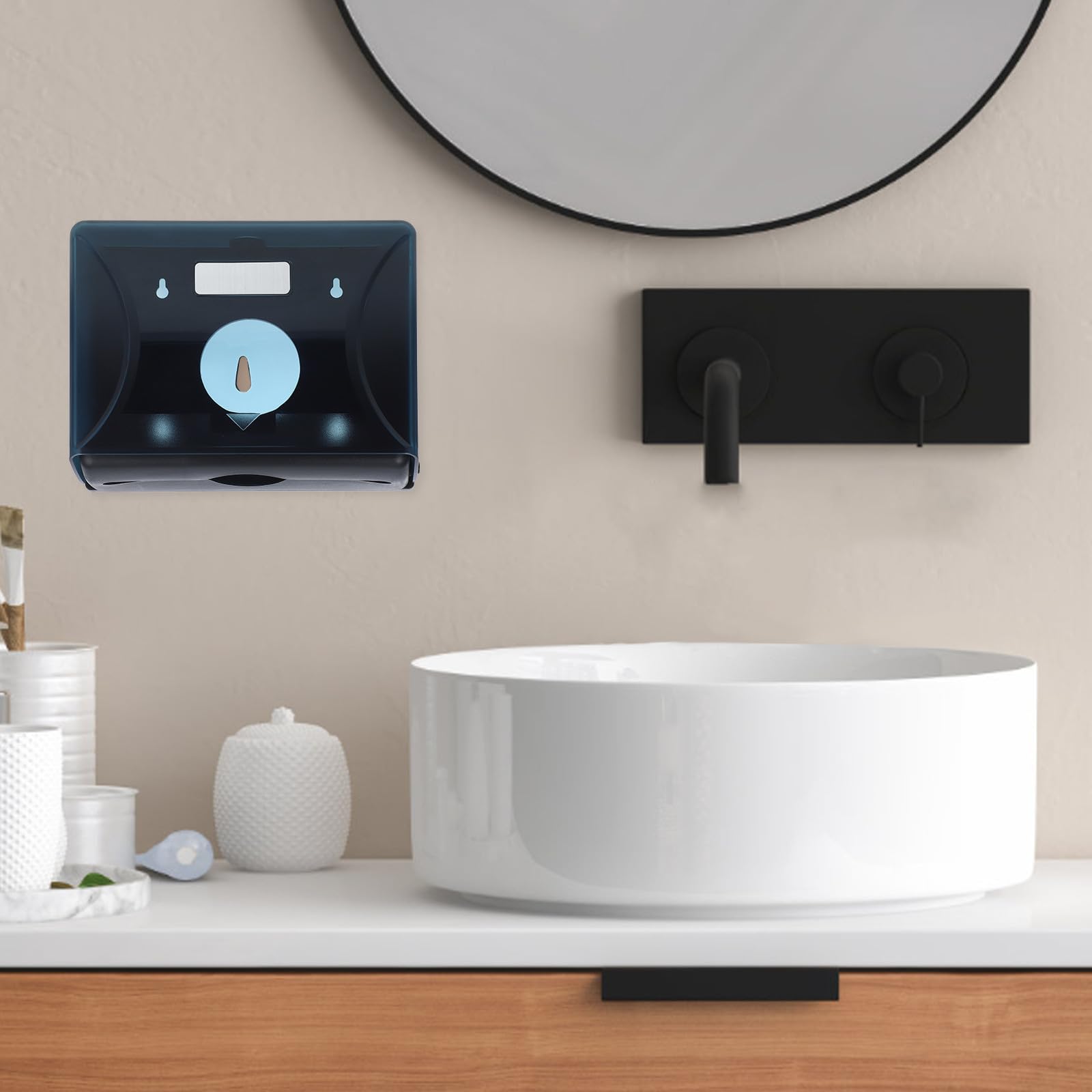 Dispensador de Toallas de Papel Comercial de Plástico Gran Capacidad y Diseño Montado en Pared para Baño y Cocina