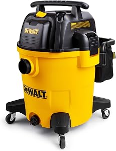 DEWALT 12 Gallon Poly Wet/Dry Vac, 5.5 HP Shop Vacuum Wet Vacuum Cleaner for Workshop, Jobsite, Commericial Area, Large Pick-Up Capacity, Yellow,DXV12P