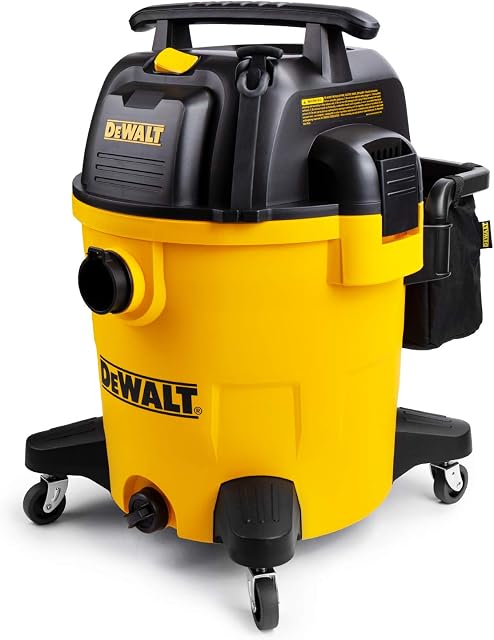DEWALT 12 Gallon Poly Wet/Dry Vac, 5.5 HP Magasinez un aspirateur humide à vide pour l'atelier, le site d'emploi, la zone commerciale, une grande capacité de ramassage, jaune,DXV12P
