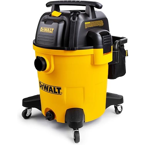 DEWALT 12 Gallon Poly Wet/Dry Vac, 5.5 HP Shop Vacuum Wet Vacuum Cleaner for Workshop, Jobsite, Commericial Area, Large Pick-Up Capacity, Yellow,DXV12P
