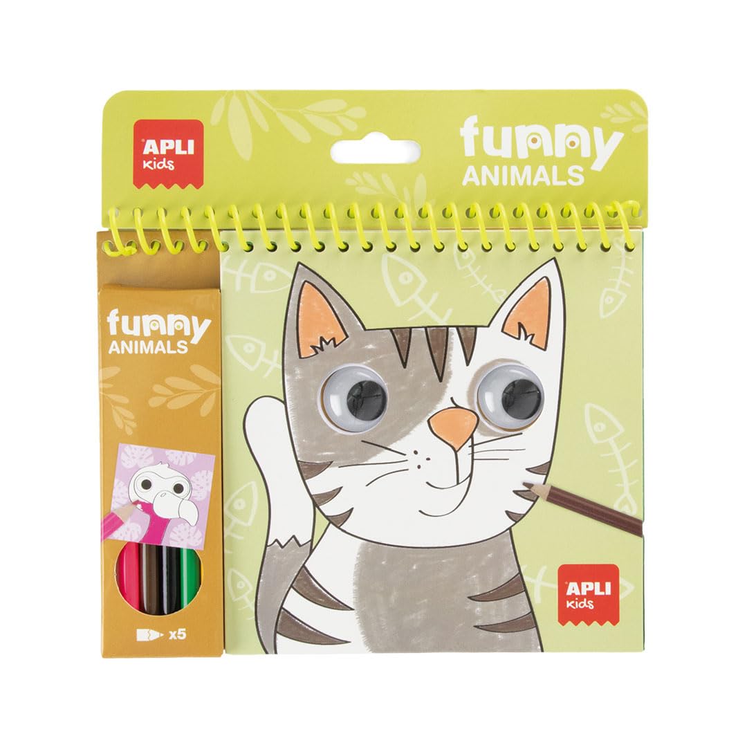 APLI Kids 20576 – Animal Colouring Pad with Pencils and Moving Eyes