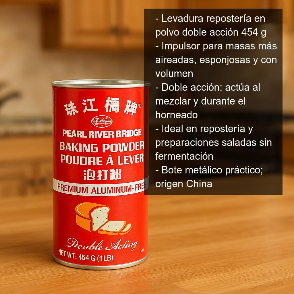 Levadura química en polvo doble acción 454 g para repostería y masas rápidas, impulsor para bizcochos, magdalenas, muffins, tortitas y rebozados más ligeros