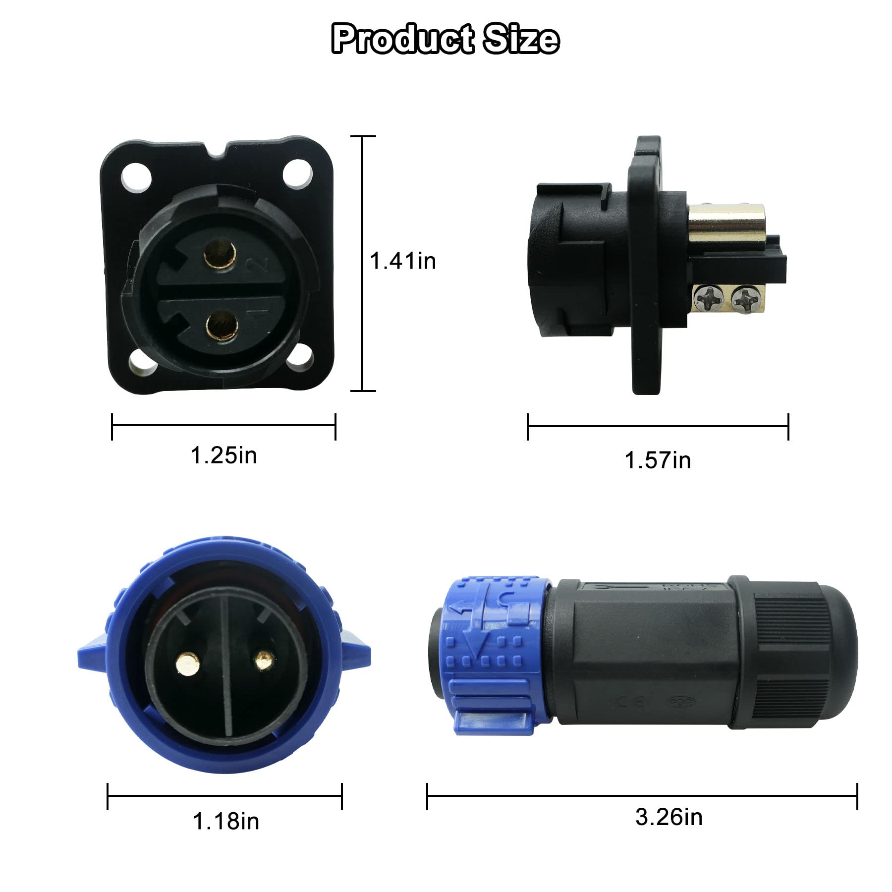Juego de receptáculos de enchufe de motor de arrastre, conector de alimentación CC para barco marino de 12/24/36/48 voltios, impermeable para motor de arrastre/aparejo de abajo/carrete de pesca