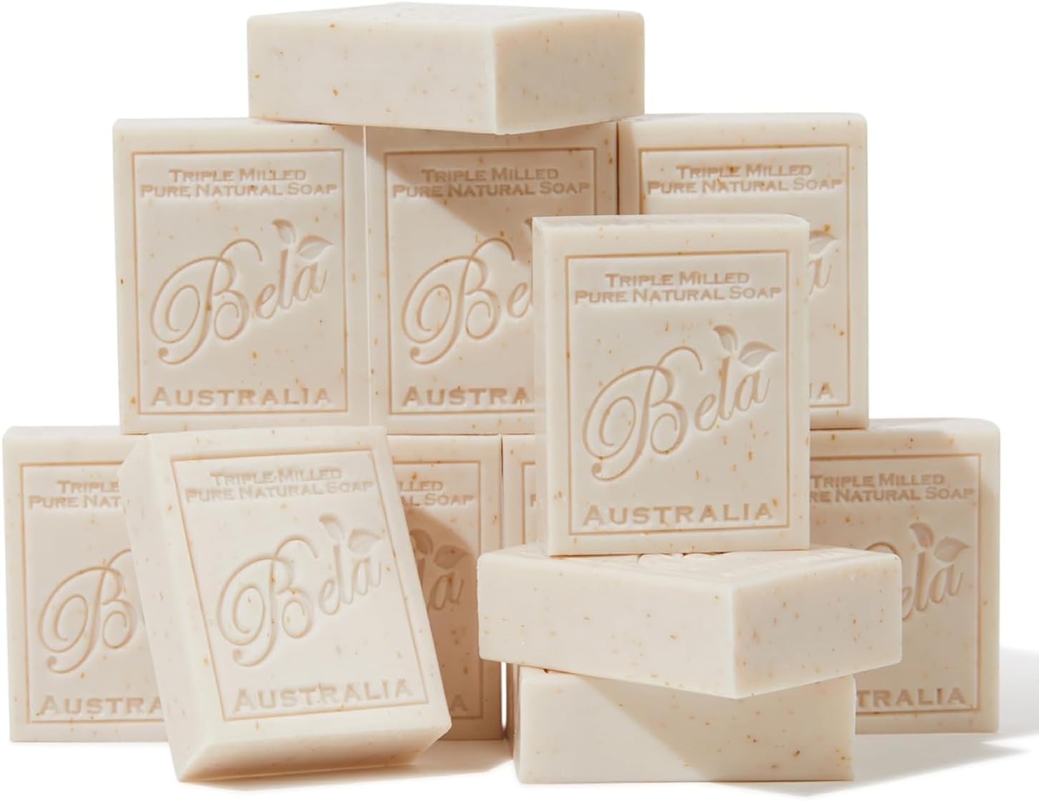 BELA, Oatmeal, Milk & Bran, Natural Ingredient Soap Bars, Triple-French Milled Moisturizing Natural Soap Bars Gift Sulfate-Free (93g) 3.3 oz each - 12 Pack
